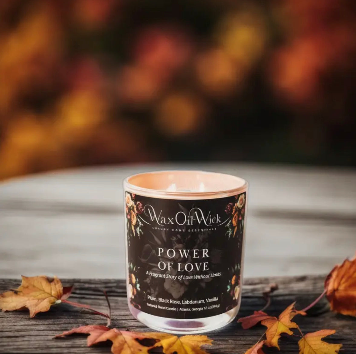 Power of Love “Modern Romantic Luxury”  Rose Vanilla Amber Scented Candle