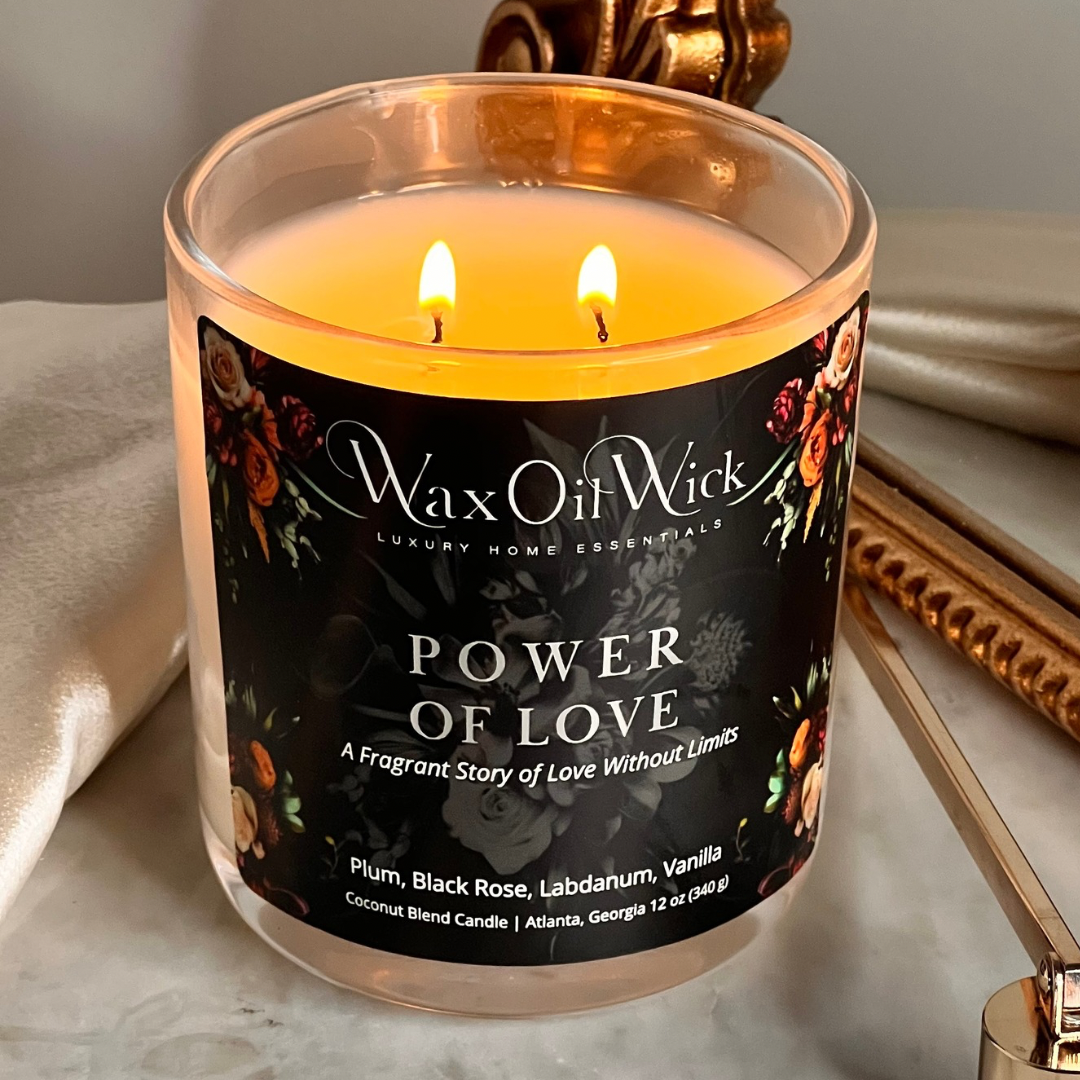 Power of Love “Modern Romantic Luxury”  Rose Vanilla Amber Scented Candle